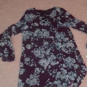 Purple floral tunic dress